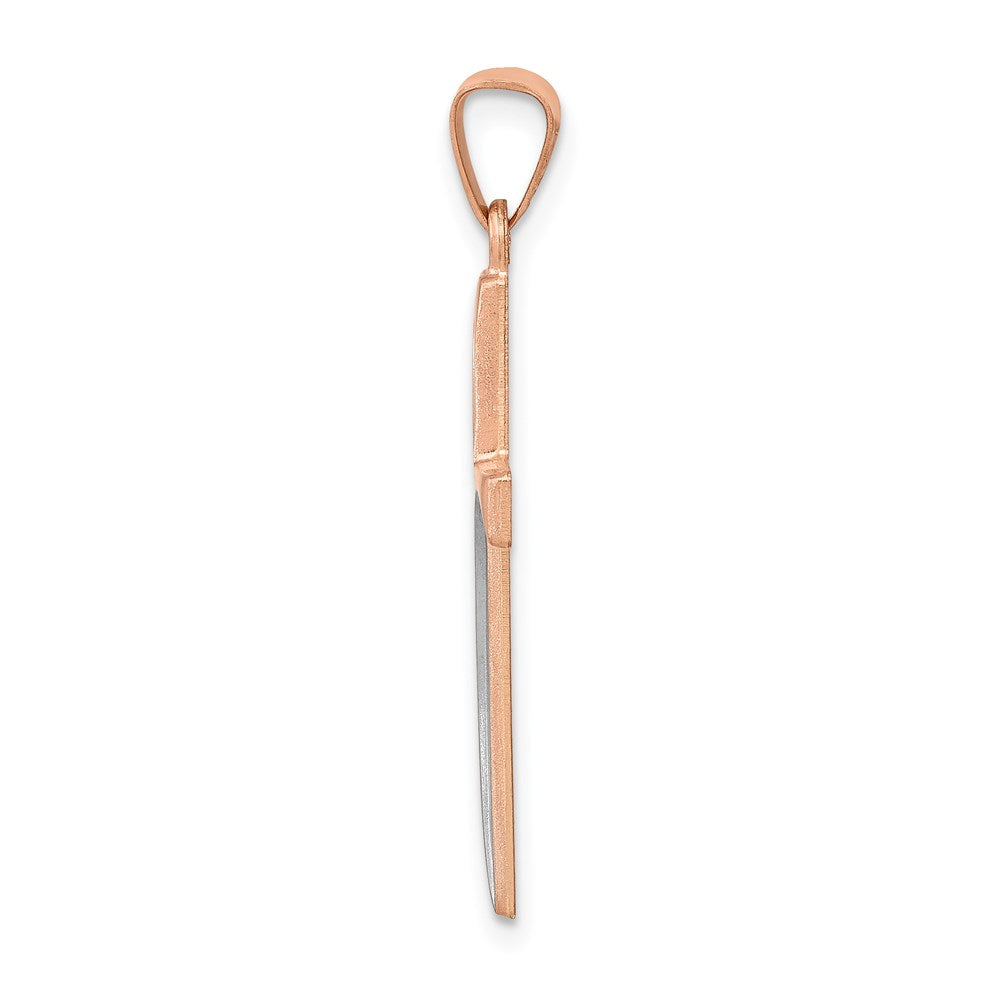 FJC Finejewelers 14 kt Rose Gold with Rhodium Hollow Cross Charm 31 mm x 16 mm