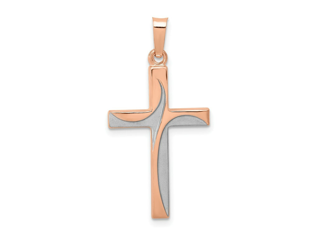 FJC Finejewelers 14 kt Rose Gold with Rhodium Hollow Cross Charm 31 mm x 16 mm
