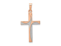 FJC Finejewelers 14 kt Rose Gold with Rhodium Hollow Cross Charm 31 mm x 16 mm