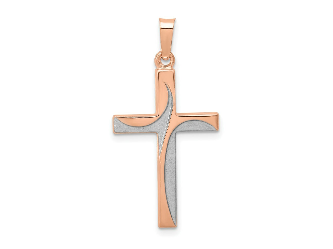 FJC Finejewelers 14 kt Rose Gold with Rhodium Hollow Cross Charm 31 mm x 16 mm