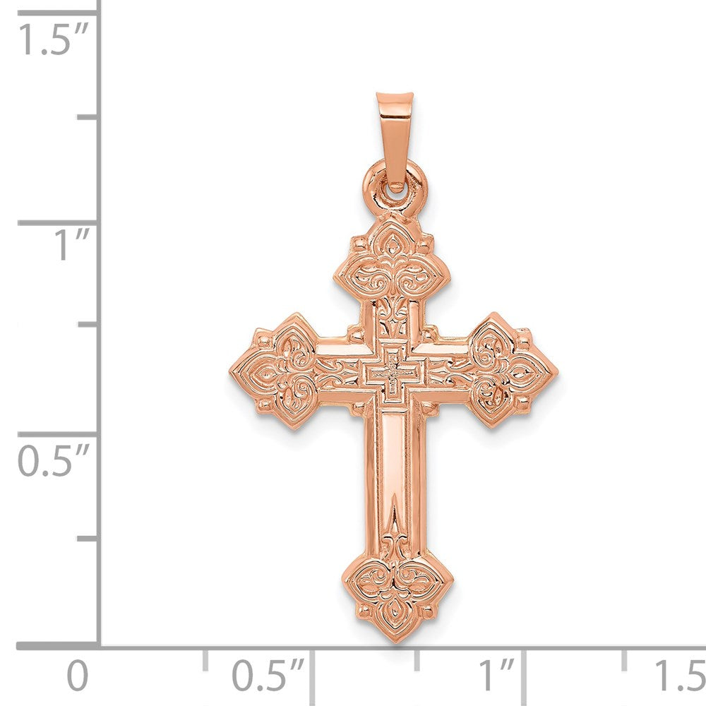 FJC Finejewelers 14 kt Rose Gold  Fleur de Lis Cross Charm 30 mm x 20 mm