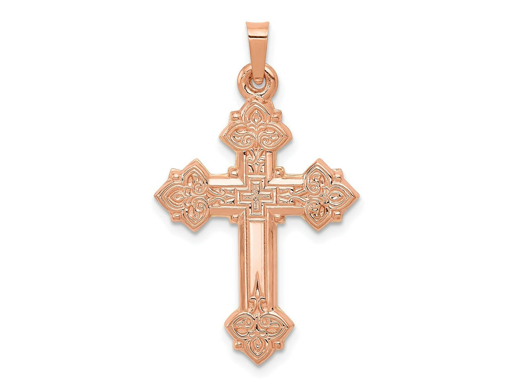 FJC Finejewelers 14 kt Rose Gold  Fleur de Lis Cross Charm 30 mm x 20 mm