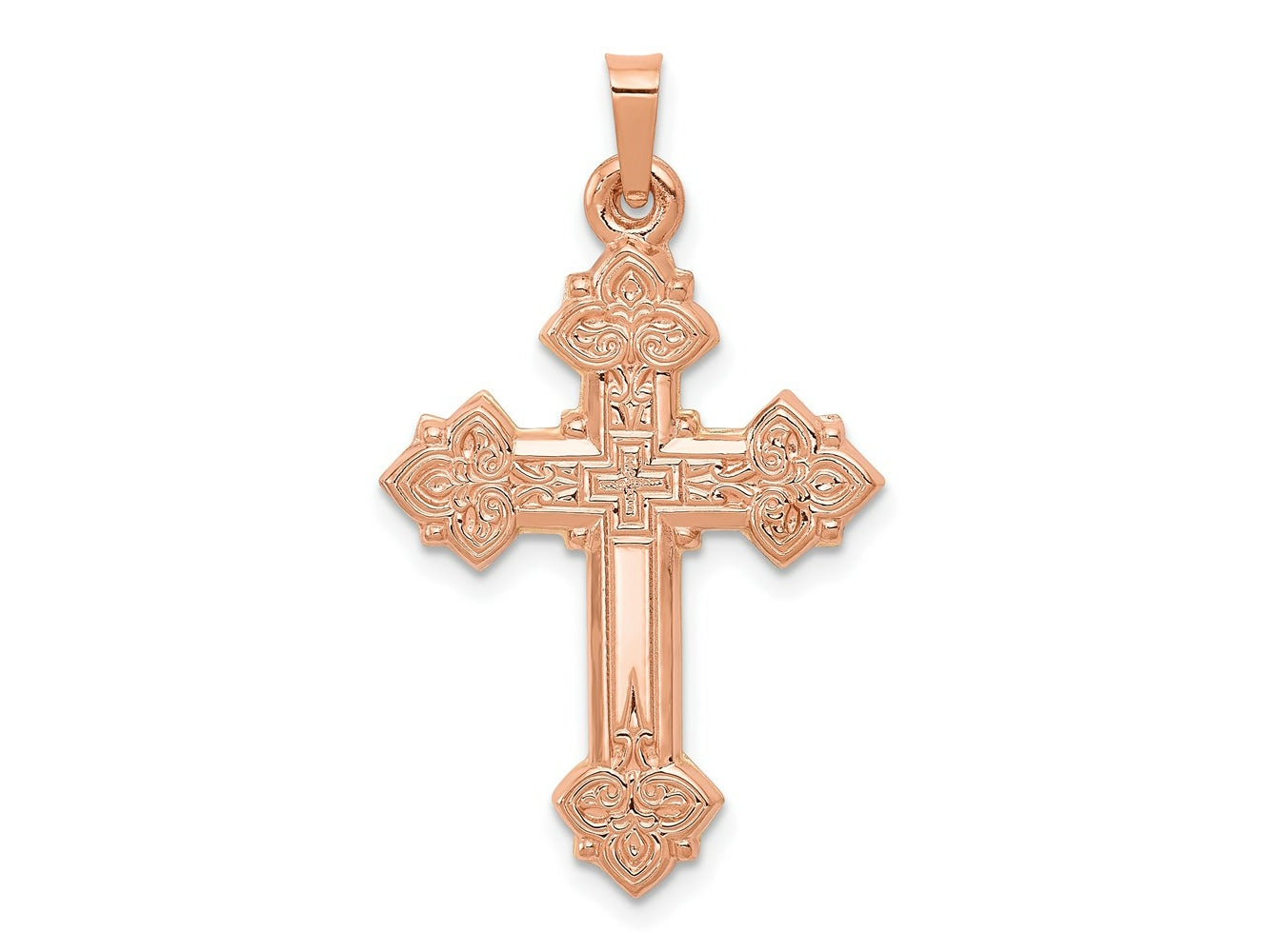 FJC Finejewelers 14 kt Rose Gold  Fleur de Lis Cross Charm 30 mm x 20 mm