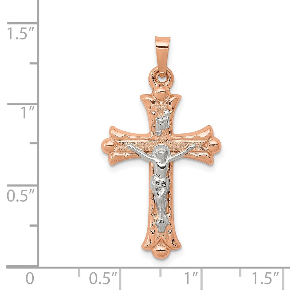 FJC Finejewelers 14 kt Two Tone Gold Hollow Crucifix Charm 28 x 18 mm