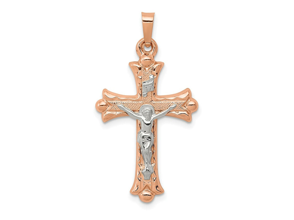 FJC Finejewelers 14 kt Two Tone Gold Hollow Crucifix Charm 28 x 18 mm