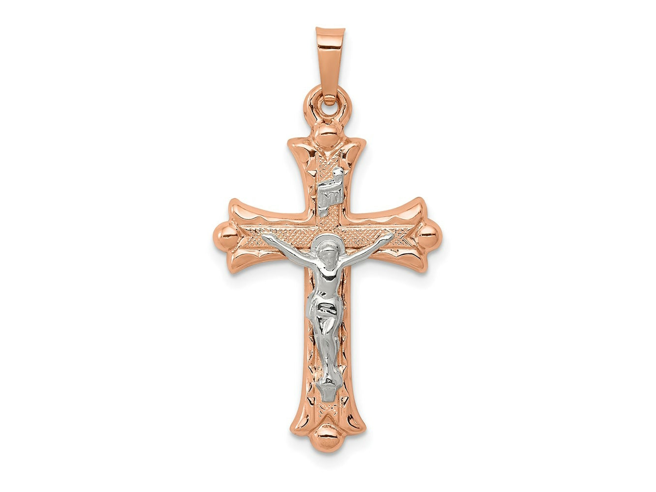 FJC Finejewelers 14 kt Two Tone Gold Hollow Crucifix Charm 28 x 18 mm