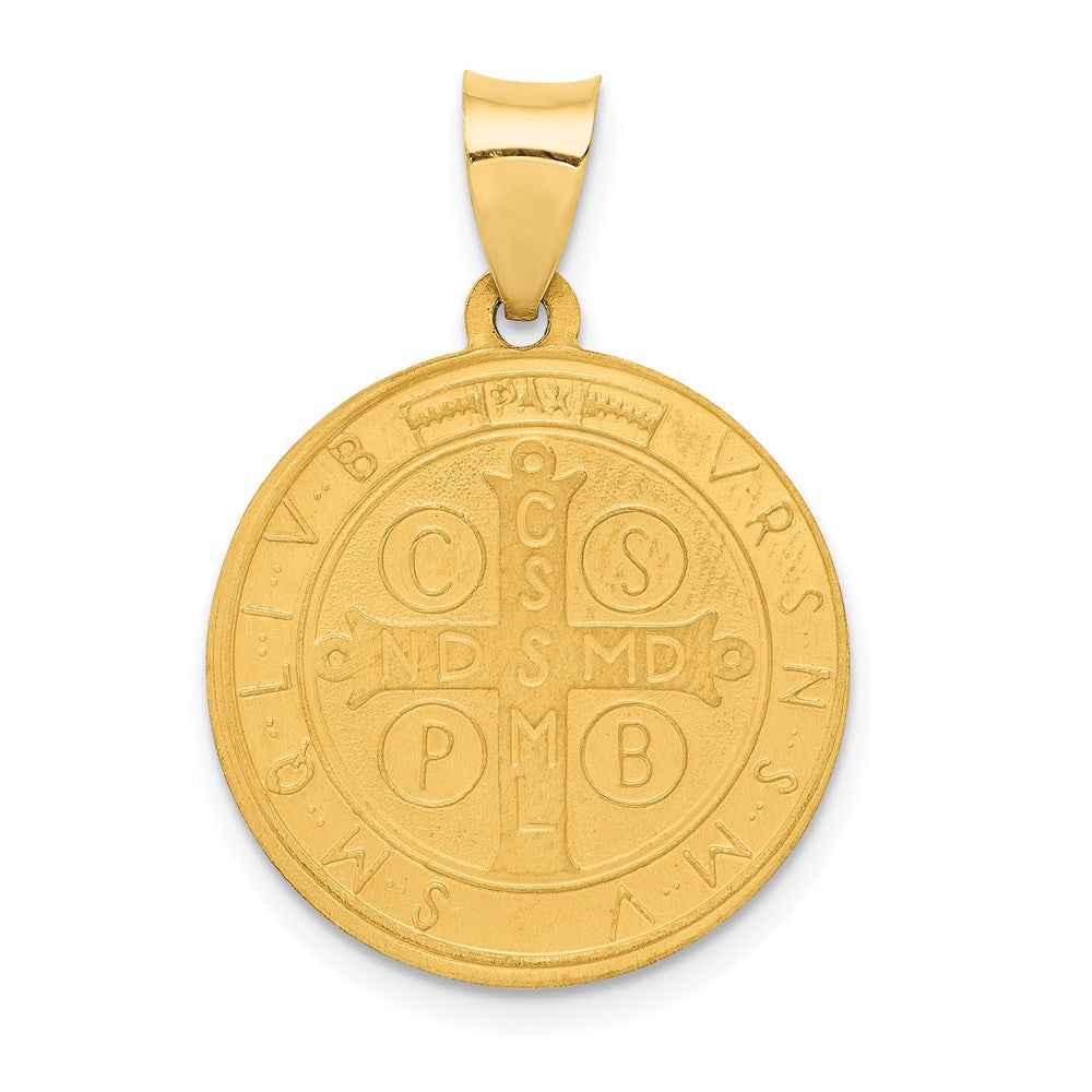 FJC Finejewelers 14 kt Yellow Gold Polished and Satin St Benedict Hollow Medal Charm 27 x 19 mm