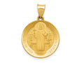 FJC Finejewelers 14 kt Yellow Gold Polished and Satin St Benedict Hollow Medal Charm 27 x 19 mm