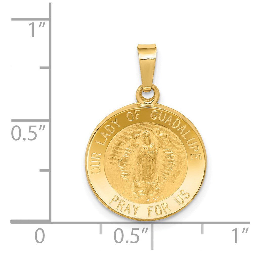 FJC Finejewelers 14 kt Yellow Gold Polished and Satin Our Lady Guadalupe Medal Hollow Charm 23 x 15 mm