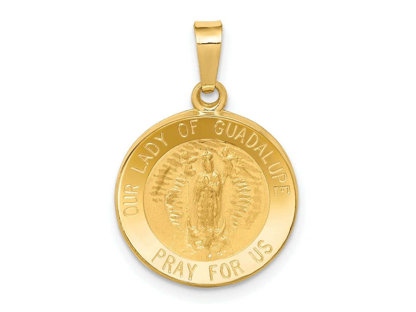 FJC Finejewelers 14 kt Yellow Gold Polished and Satin Our Lady Guadalupe Medal Hollow Charm 23 x 15 mm
