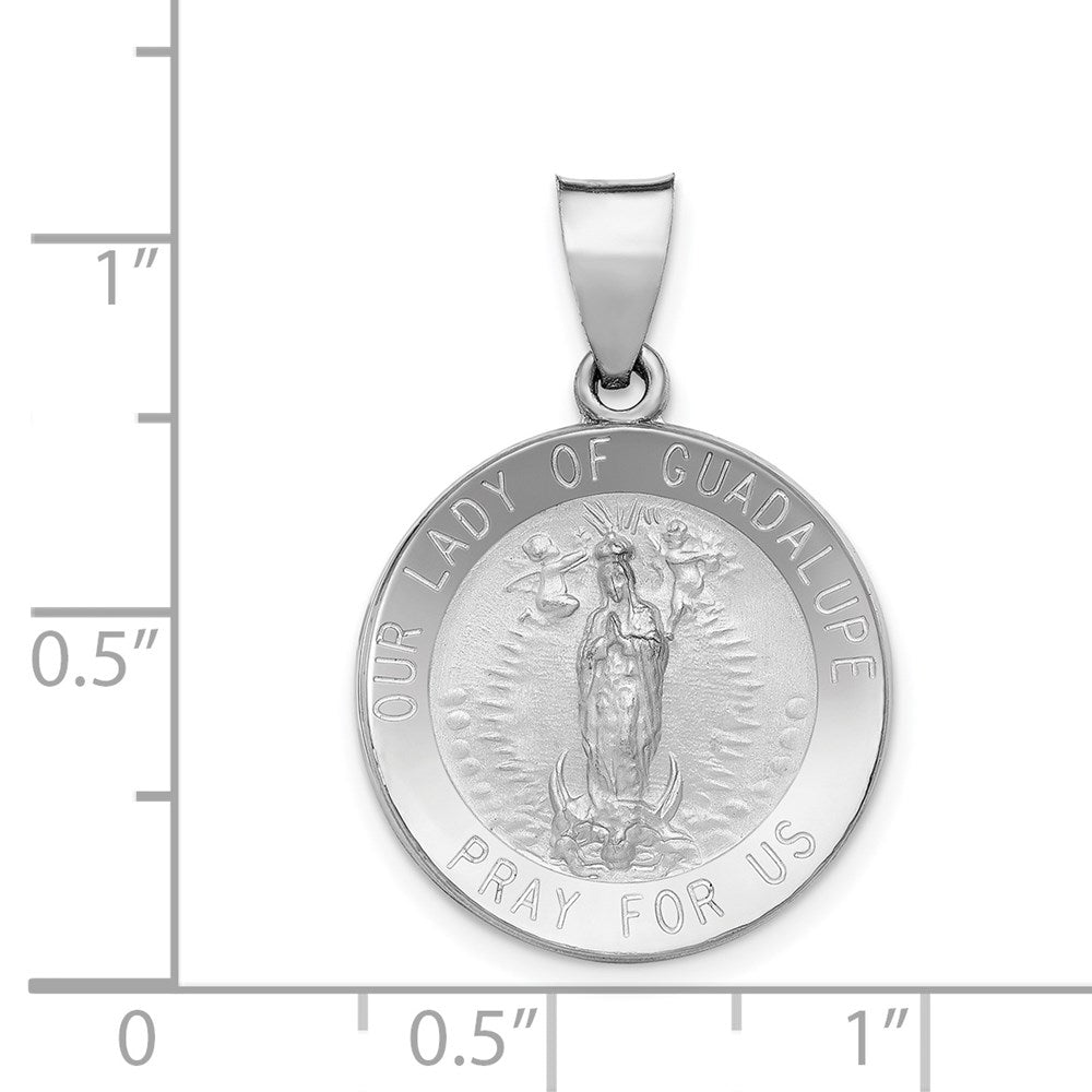 FJC Finejewelers 14 kt White Gold Lady of Guadalupe Medal Hollow Charm 27 mm x 18 mm