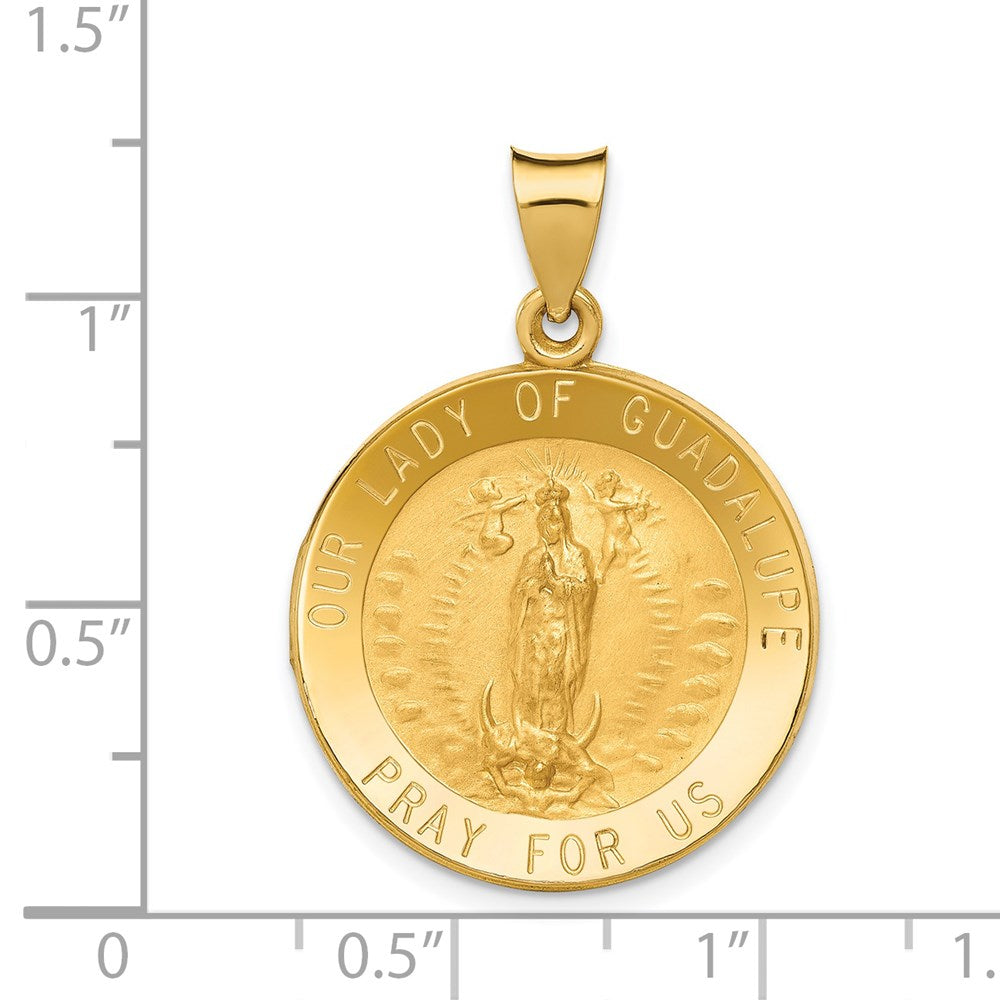 FJC Finejewelers 14 kt Yellow Gold Polished/Satin Our Lady of Guadalupe Medal Hollow Charm 31 x 22 mm