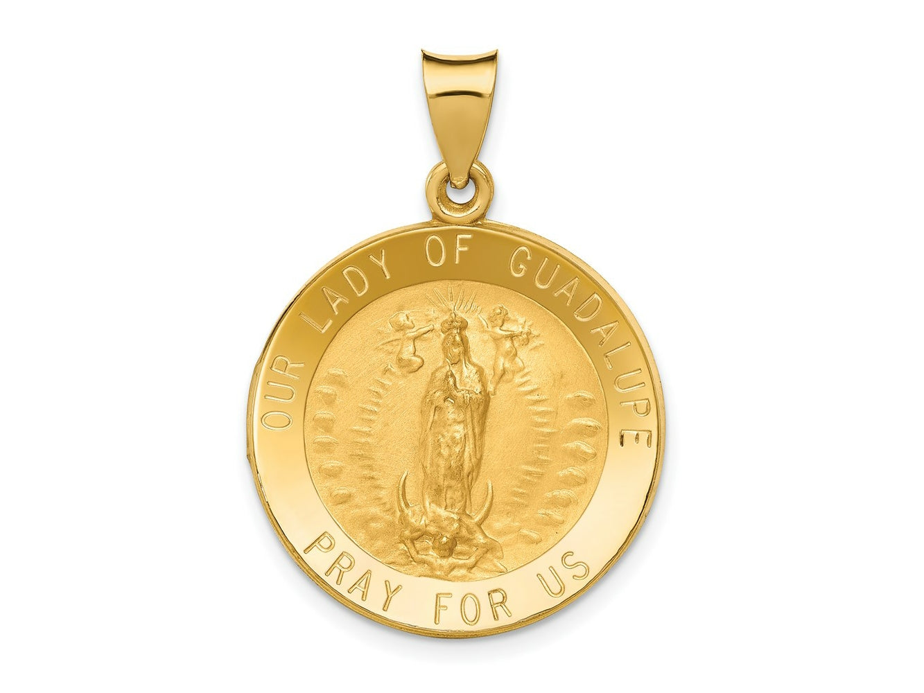FJC Finejewelers 14 kt Yellow Gold Polished/Satin Our Lady of Guadalupe Medal Hollow Charm 31 x 22 mm