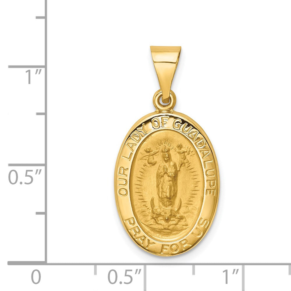 FJC Finejewelers 14 kt Yellow Gold Polished and Satin Our Lady Guadalupe Medal Hollow Charm 28 x 13 mm