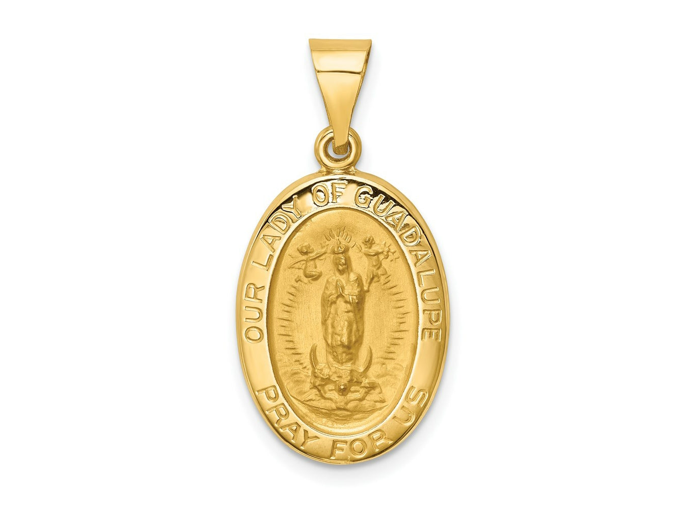 FJC Finejewelers 14 kt Yellow Gold Polished and Satin Our Lady Guadalupe Medal Hollow Charm 28 x 13 mm