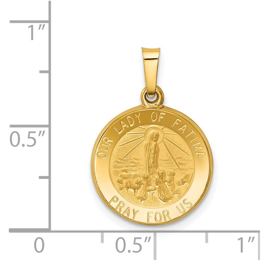 FJC Finejewelers 14 kt Yellow Gold Polished and Satin Our Lady Fatima Medal Hollow Charm 22 x 15 mm