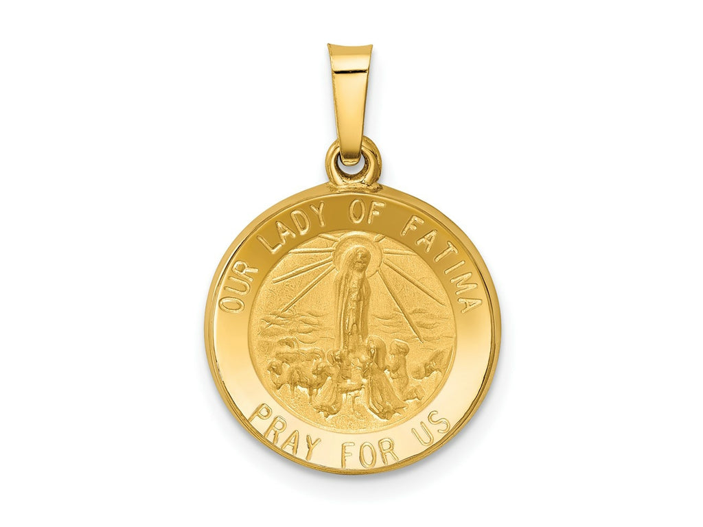 FJC Finejewelers 14 kt Yellow Gold Polished and Satin Our Lady Fatima Medal Hollow Charm 22 x 15 mm