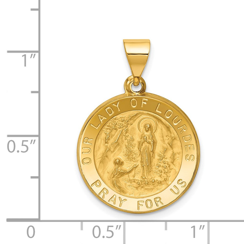 FJC Finejewelers 14 kt Yellow Gold Polished and Satin Our Lady of Lourdes Medal Hollow Charm 21 x 18 mm