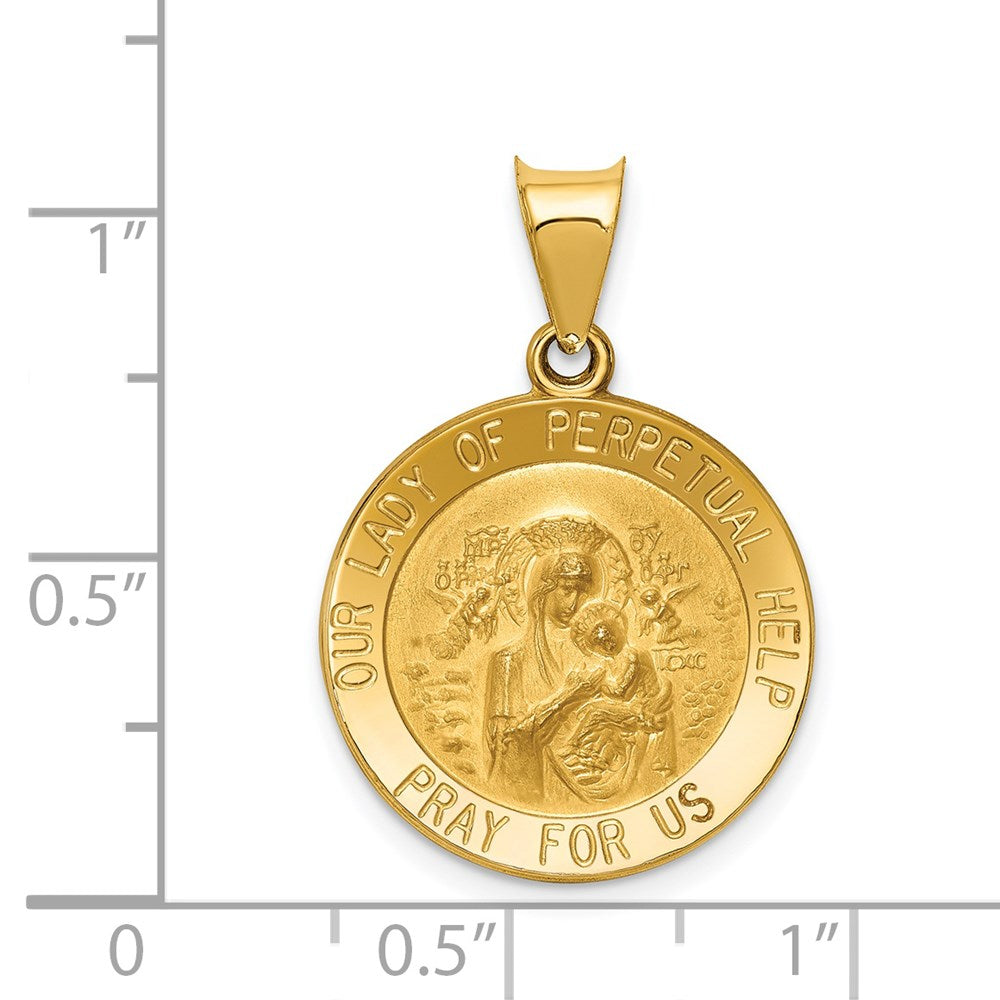 FJC Finejewelers 14 kt Yellow Gold Polished/Satin Our Lady Perpetual Help Medal Hollow Charm 27 x 19 mm