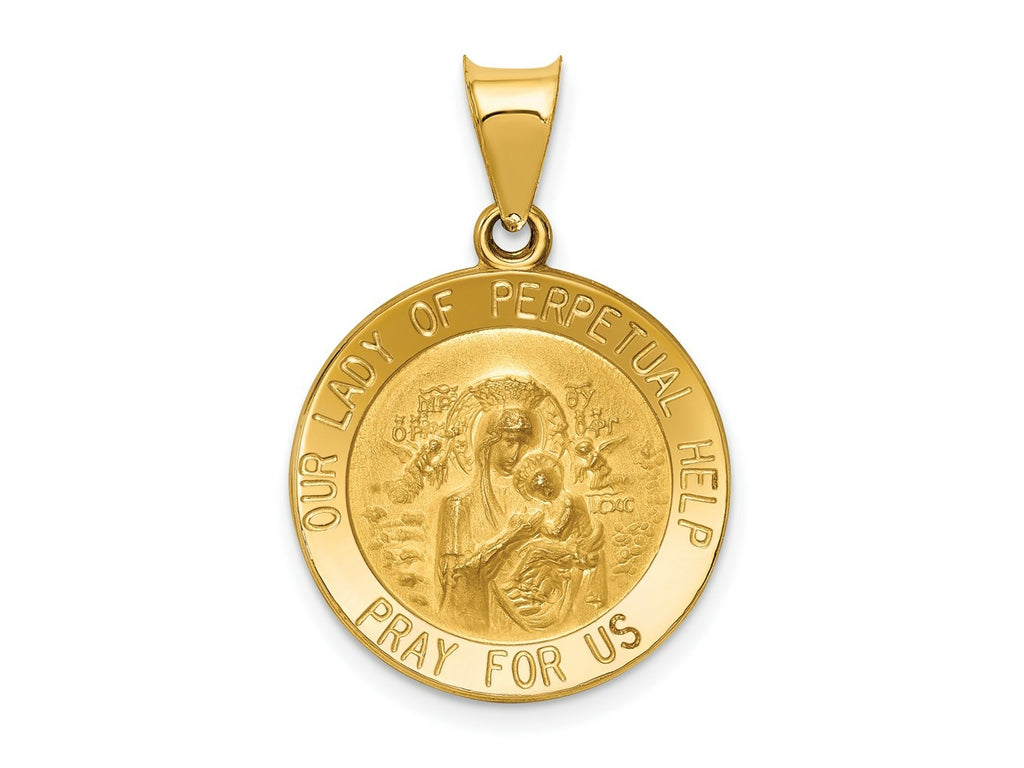 FJC Finejewelers 14 kt Yellow Gold Polished/Satin Our Lady Perpetual Help Medal Hollow Charm 27 x 19 mm