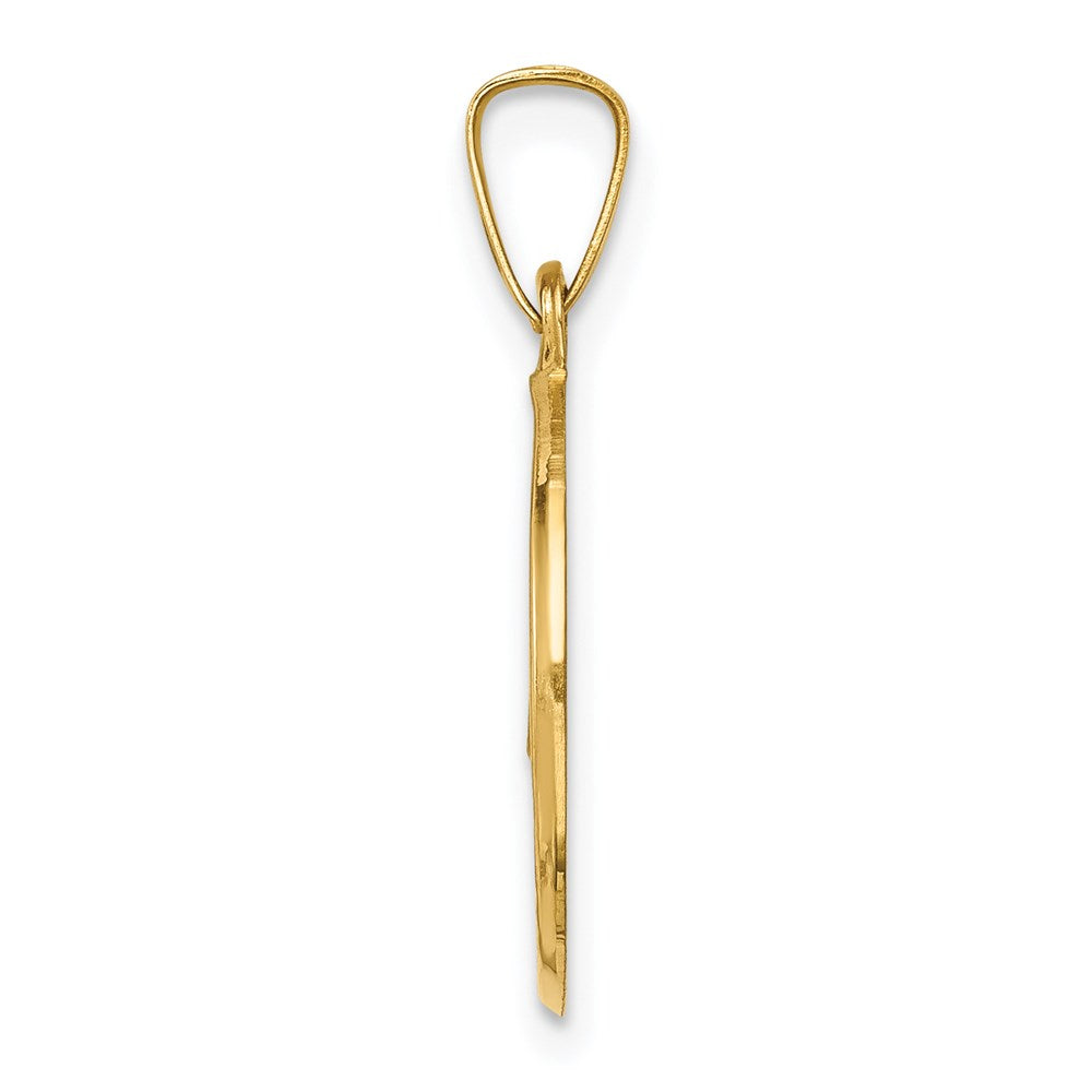 FJC Finejewelers 14 kt Yellow Gold Polished and Satin Caridad Del Cobre Medal Hollow Charm 22 x 15 mm