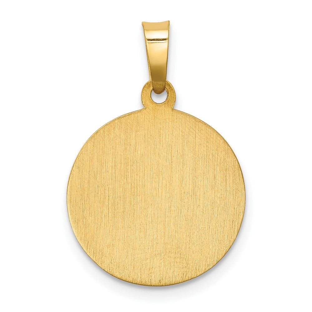 FJC Finejewelers 14 kt Yellow Gold Polished and Satin Caridad Del Cobre Medal Hollow Charm 22 x 15 mm