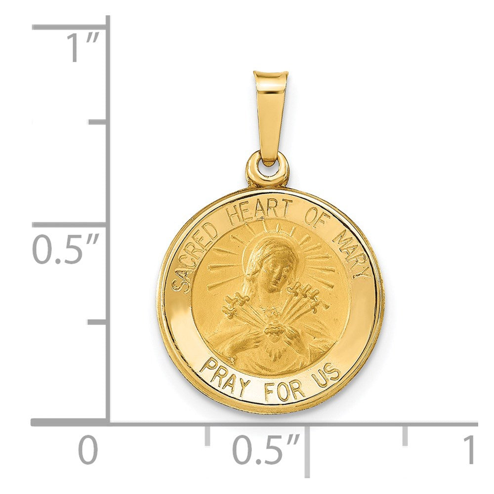 FJC Finejewelers 14 kt Yellow Gold Polished and Satin Sacred Heart of Mary Medal Hollow Charm 22 x 15 mm
