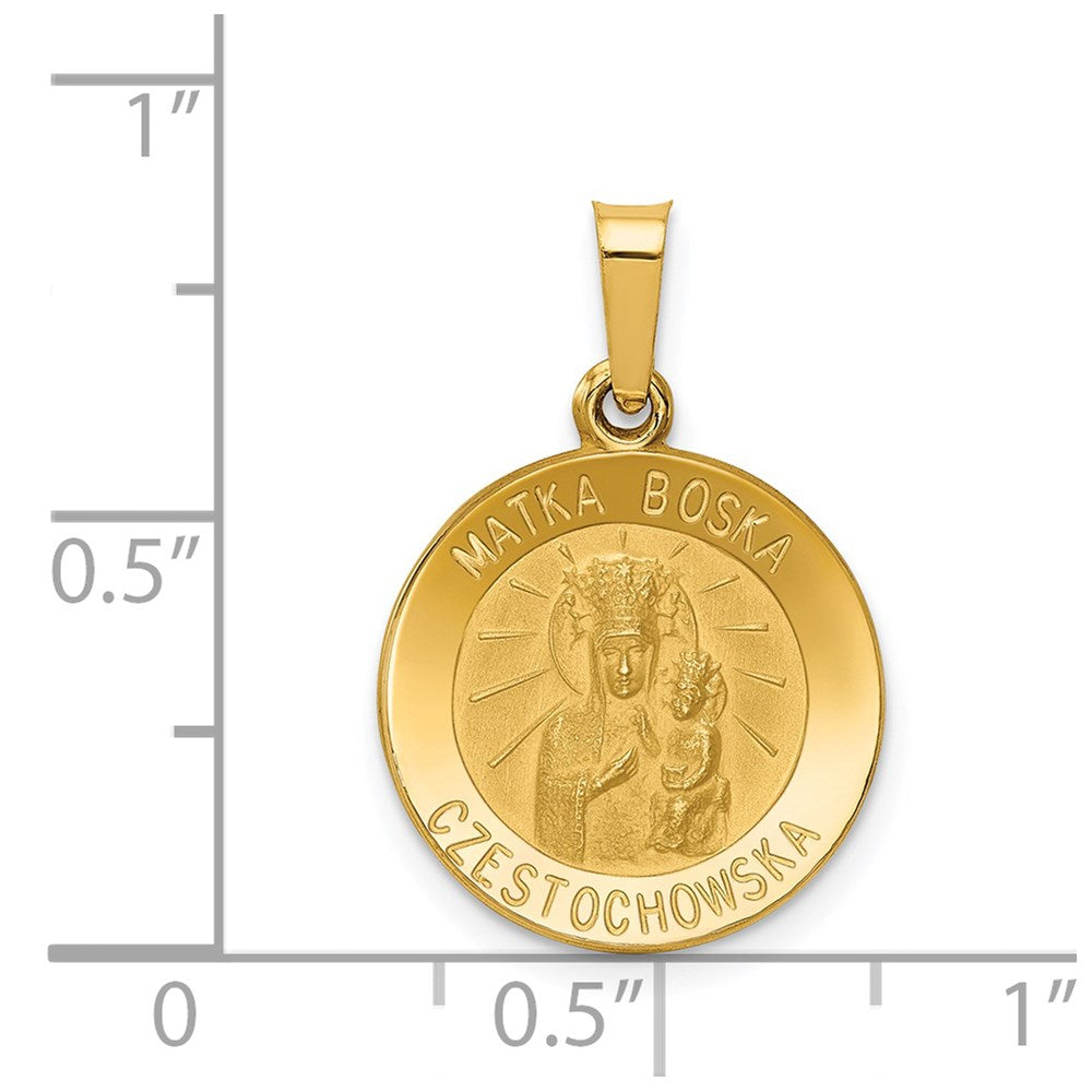 FJC Finejewelers 14 kt Yellow Gold Matka Boska Czestochowska Reversible Medal Hollow Charm 22 x 15 mm