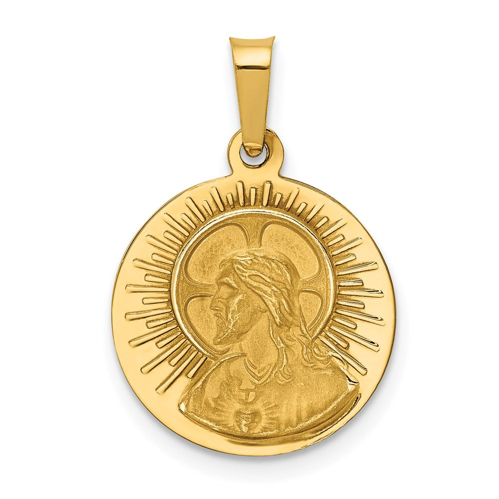 FJC Finejewelers 14 kt Yellow Gold Matka Boska Czestochowska Reversible Medal Hollow Charm 22 x 15 mm