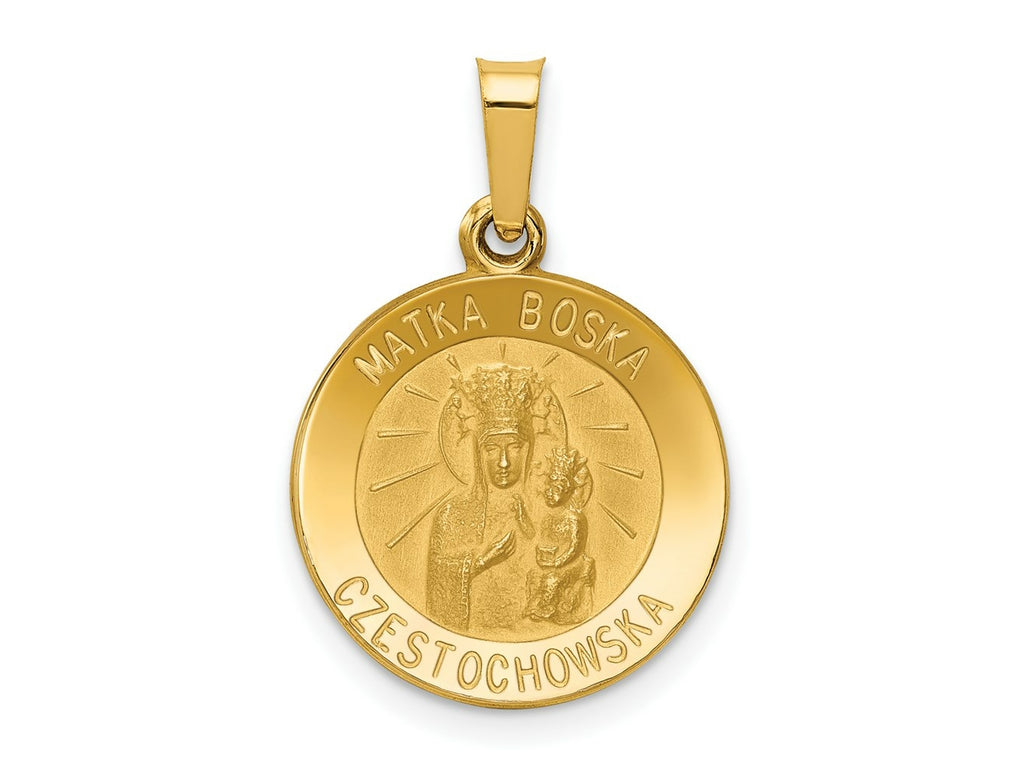 FJC Finejewelers 14 kt Yellow Gold Matka Boska Czestochowska Reversible Medal Hollow Charm 22 x 15 mm
