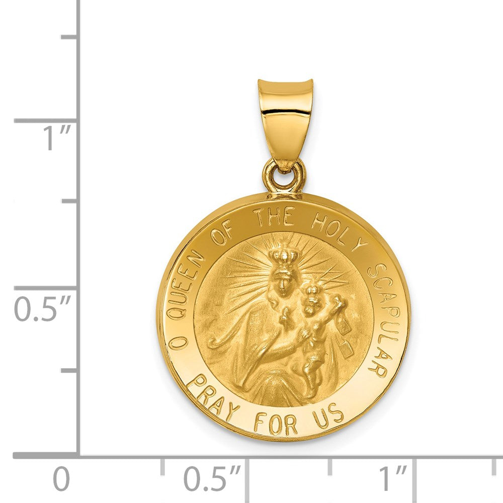 FJC Finejewelers 14 kt Yellow Gold Queen Of The Holy Scapular Reversible Medal Hollow Charm 28 x 19 mm