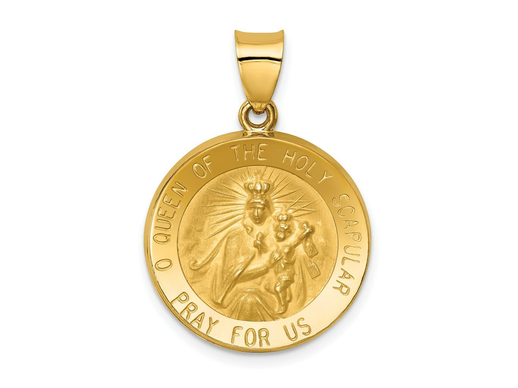 FJC Finejewelers 14 kt Yellow Gold Queen Of The Holy Scapular Reversible Medal Hollow Charm 28 x 19 mm