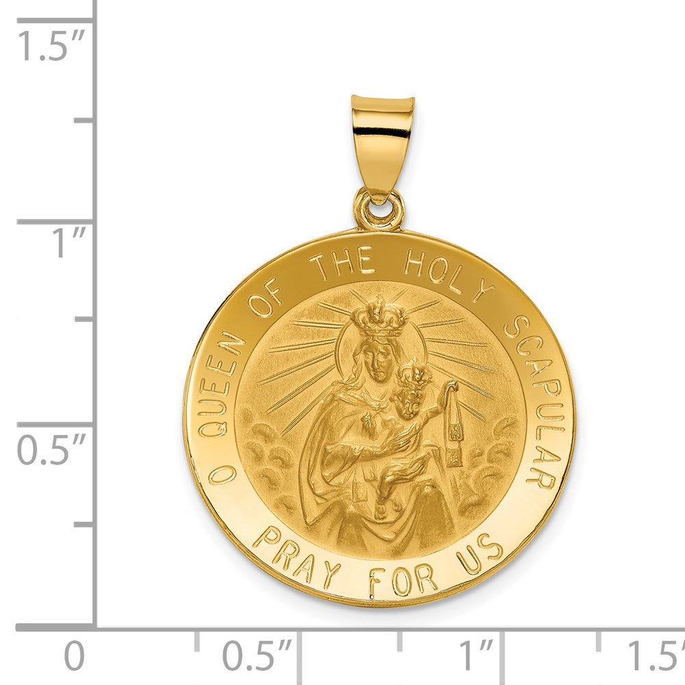 FJC Finejewelers 14 kt Yellow Gold Queen of the Holy Scapular Reversible Medal Hollow Charm 32 x 25 mm