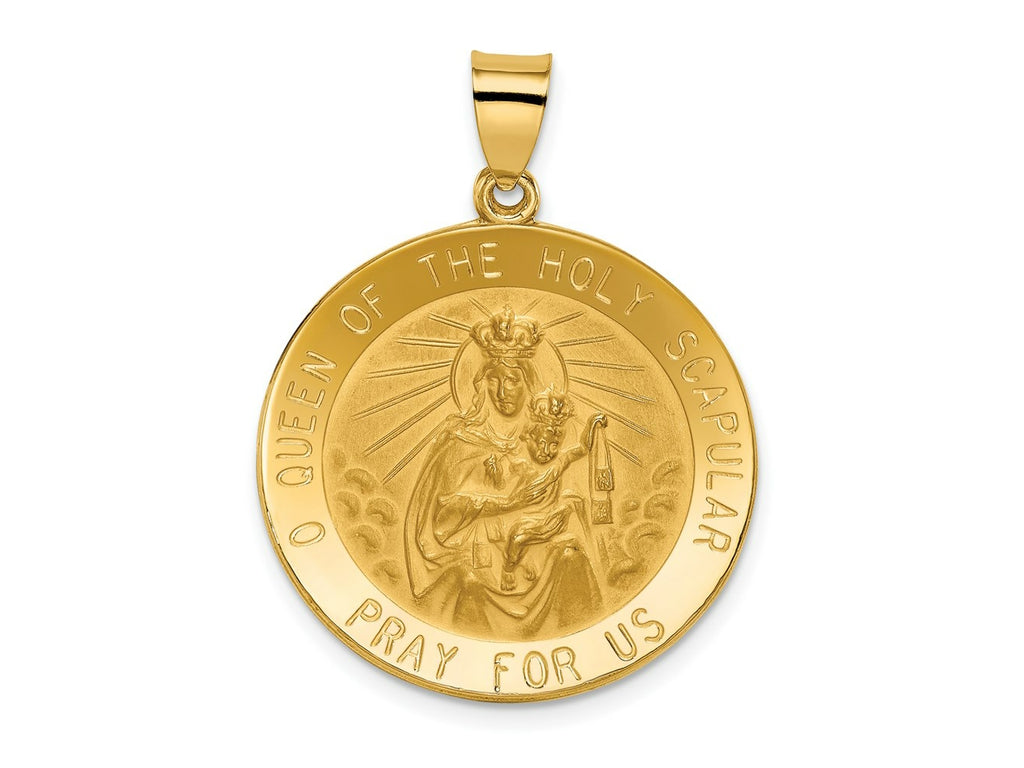 FJC Finejewelers 14 kt Yellow Gold Queen of the Holy Scapular Reversible Medal Hollow Charm 32 x 25 mm