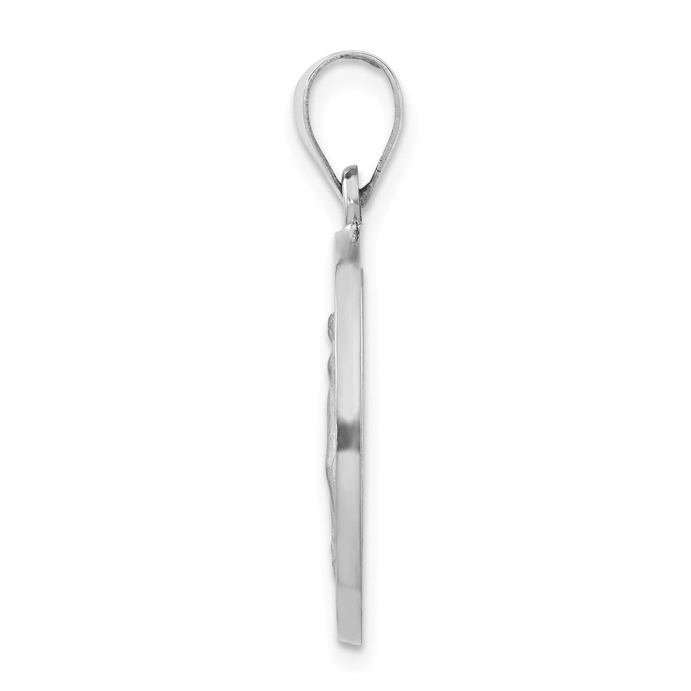 FJC Finejewelers 14 kt White Gold  Polished Satin Miraculous Medal Hollow Charm 27 mm x 18 mm