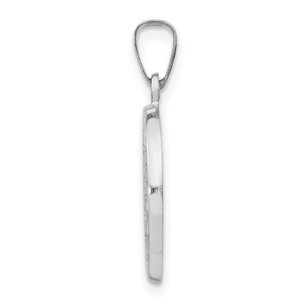 FJC Finejewelers 14 kt White Gold Polished Satin Miraculous Medal Hollow Charm 22 mm x 15 mm