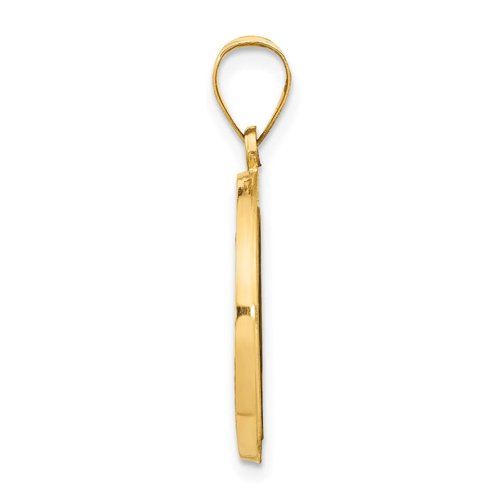 FJC Finejewelers 14 kt Yellow Gold Polished and Satin Miraculous Medal Hollow Charm 27 x 18 mm
