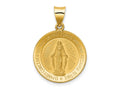 FJC Finejewelers 14 kt Yellow Gold Polished and Satin Miraculous Medal Hollow Charm 27 x 18 mm