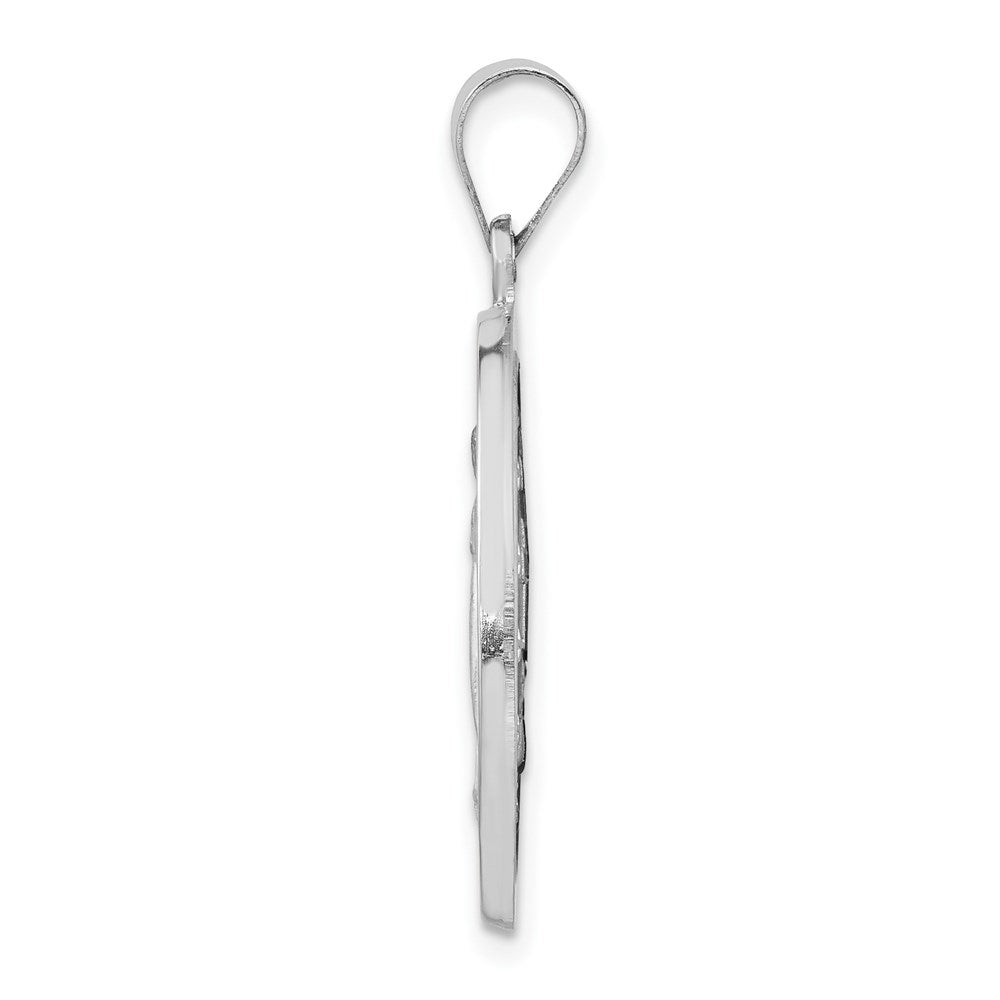 FJC Finejewelers 14 kt White Gold Polished Satin Miraculous Medal Hollow Charm 30 mm x 22 mm