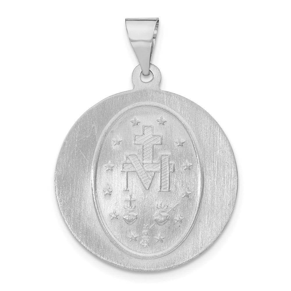 FJC Finejewelers 14 kt White Gold Polished Satin Miraculous Medal Hollow Charm 30 mm x 22 mm
