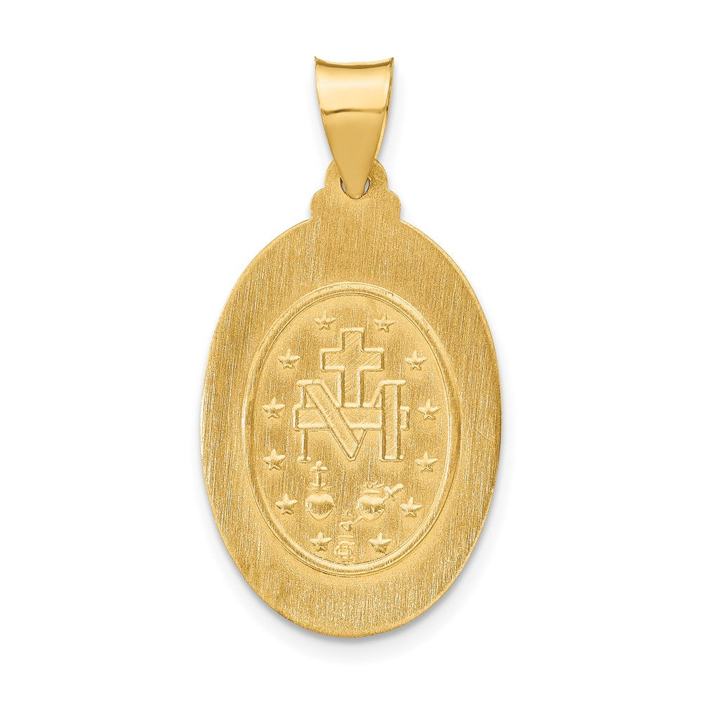 FJC Finejewelers 14 kt Yellow Gold Polished and Satin Miraculous Medal Hollow Charm 30 x 15 mm