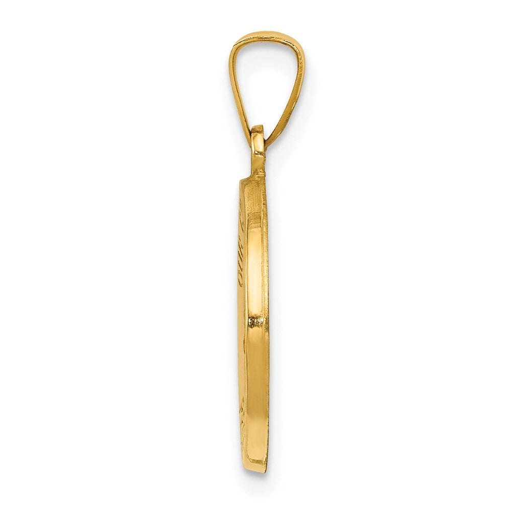 FJC Finejewelers 14 kt Yellow Gold Polished and Satin Our Guardian Angel Medal Hollow Charm 21 x 14 mm