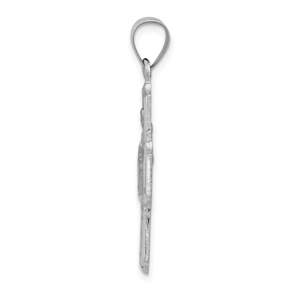 FJC Finejewelers 14 kt White Gold Four Way Medal Hollow Charm 34 mm x 24 mm