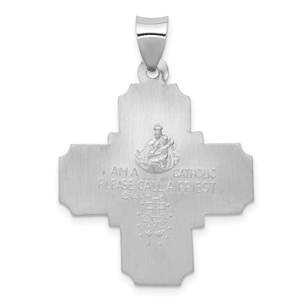 FJC Finejewelers 14 kt White Gold Four Way Medal Hollow Charm 34 mm x 24 mm