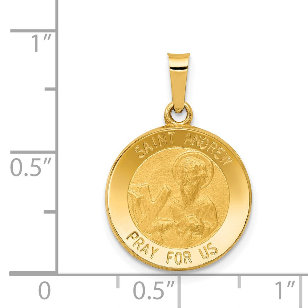 FJC Finejewelers 14 kt Yellow Gold Polished and Satin St. Andrew Medal Hollow Charm 23 x 15 mm