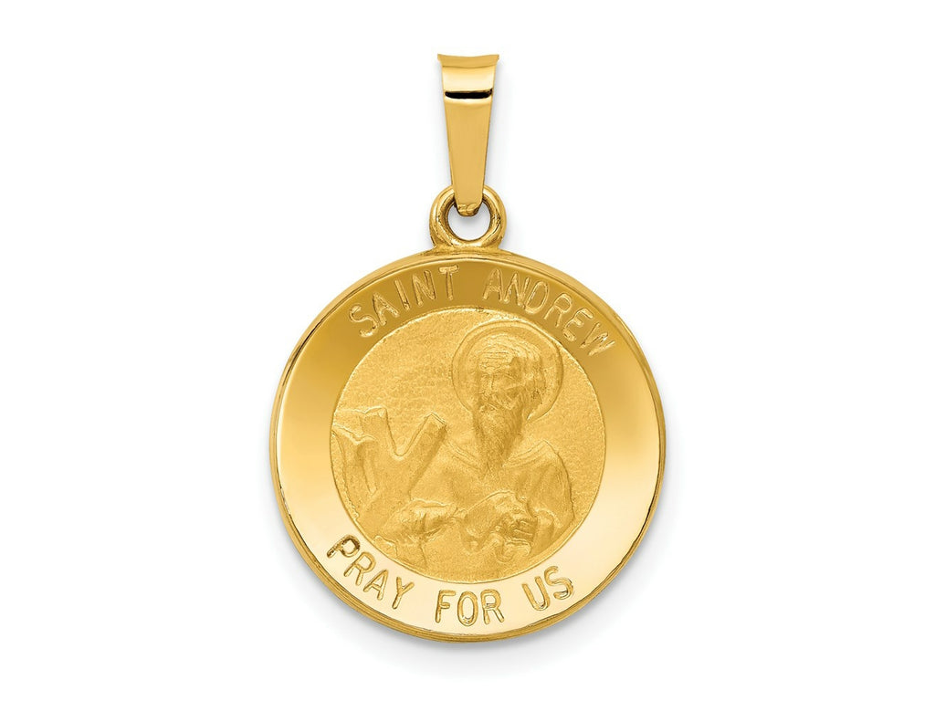 FJC Finejewelers 14 kt Yellow Gold Polished and Satin St. Andrew Medal Hollow Charm 23 x 15 mm