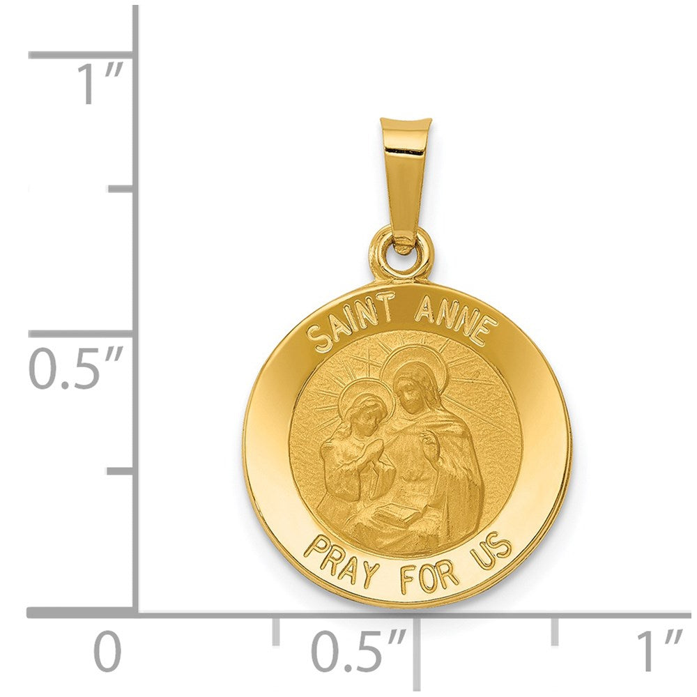 FJC Finejewelers 14 kt Yellow Gold Polished and Satin St. Anne Medal Hollow Charm 22 x 15 mm