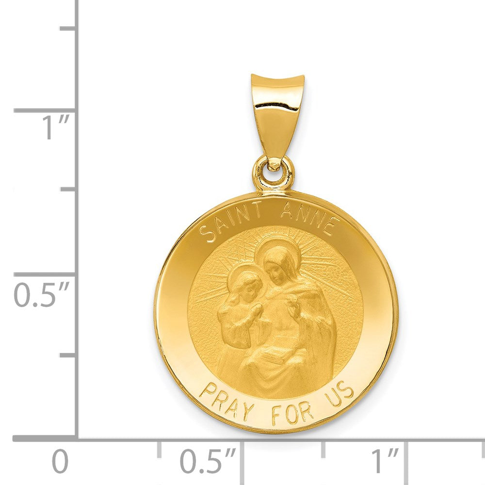 FJC Finejewelers 14 kt Yellow Gold Polished and Satin St. Anne Medal Hollow Charm 28 x 19 mm