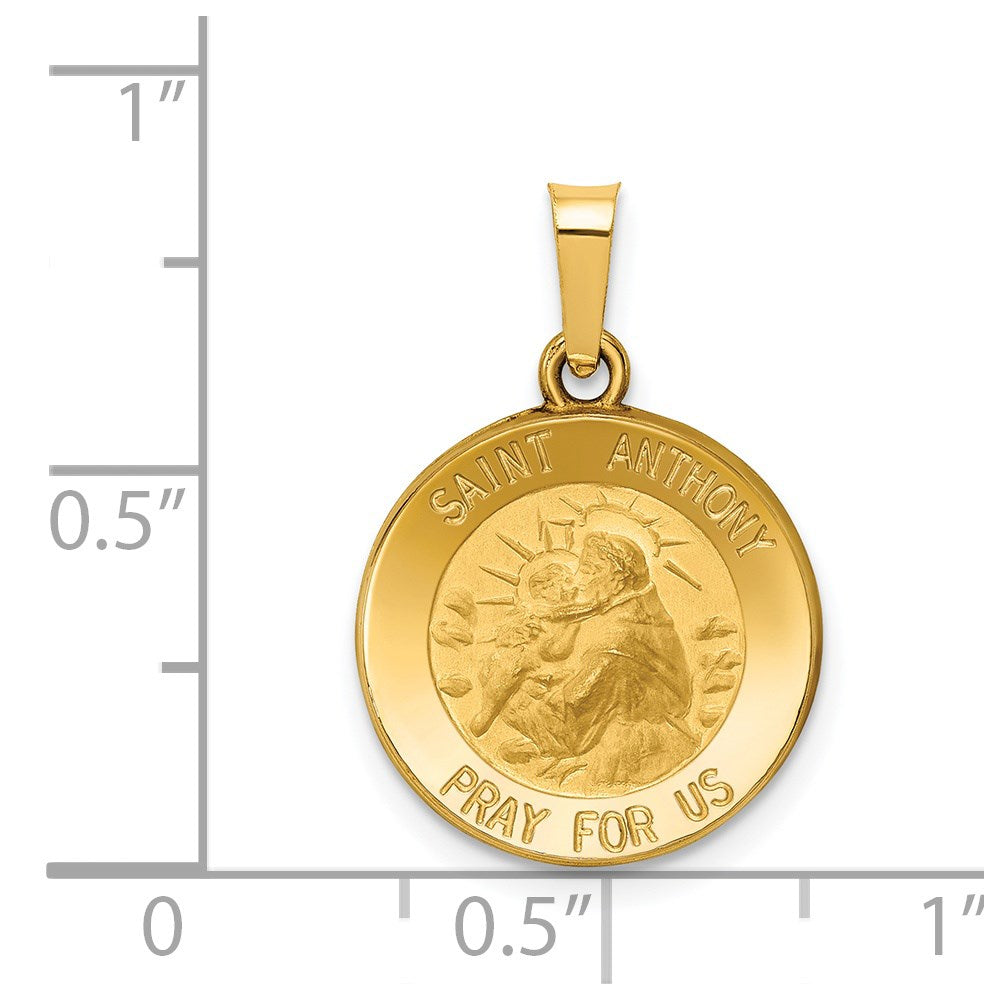 FJC Finejewelers 14 kt Yellow Gold Polished and Satin St. Anthony Medal Hollow Charm 21 x 14 mm