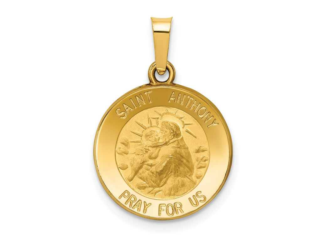 FJC Finejewelers 14 kt Yellow Gold Polished and Satin St. Anthony Medal Hollow Charm 21 x 14 mm